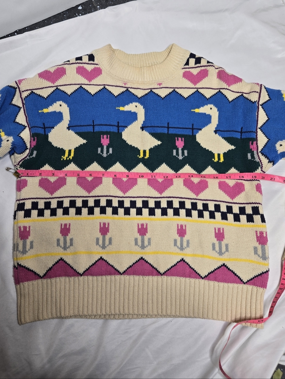 KINA AND TAM Duck Tales whimsy faire isle farmcore sweater‎ XS - Picture 9 of 10